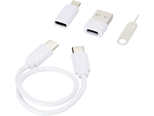 Cable de carga modular reciclado con soporte para móvil Savvy Blanco detalle 12