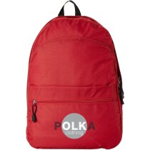 Mochila de poliéster 600d con dos bolsillos frontales personalizada roja