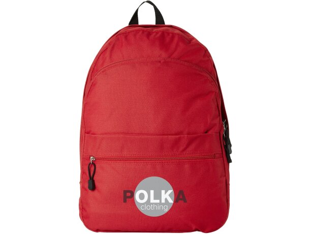 Mochila de poliéster 600d con dos bolsillos frontales personalizada roja