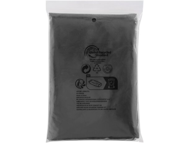 Poncho desechable reciclado Mayan con capucha Negro intenso detalle 8