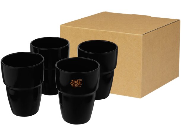 Set de regalo de 4 vasos apilables de 280 ml Staki Negro intenso detalle 27