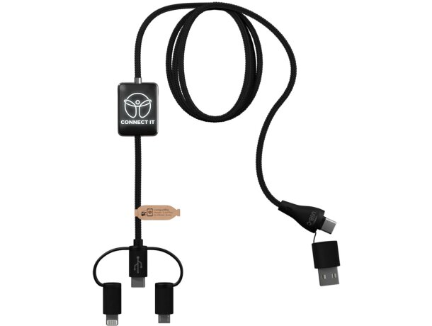 Cable carga 5 en 1 SCX.design C48 CarPlay Android Auto Negro intenso detalle 1