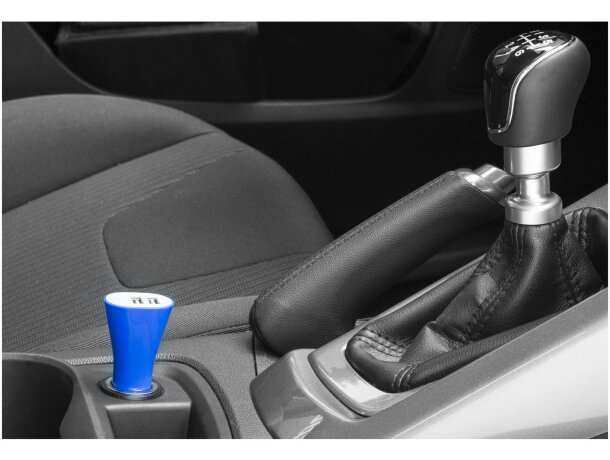 Adaptador doble para coche con usb Azul real detalle 4