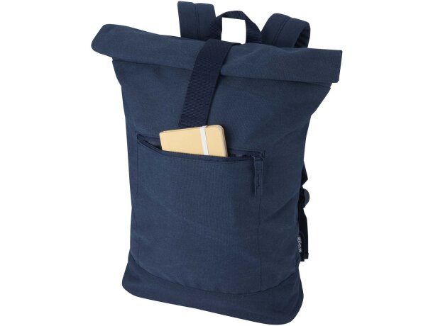 Mochila enrollable 16L con material reciclado certificado GRS Azul marino detalle 10