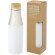 Botella de acero inoxidable con aislamiento al vacío de cobre de 540 ml con tapa de bambú Hulan Blanco