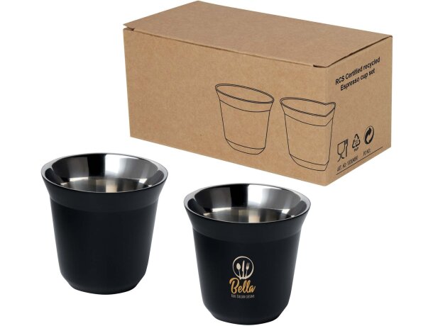 Tazas espresso Duo acero inoxidable reciclado certificado Negro intenso detalle 7