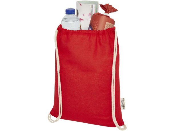 Bolsa con cordón Oregon de algodón reciclado certificado GRS Rojo detalle 15