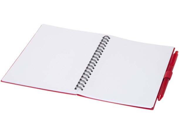 Juego libreta tapa blanda y bolígrafo reciclado Niove Rojo detalle 8
