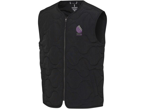 Chaleco acolchado Quartz unisex en nylon reciclado con GRS Negro intenso detalle 1