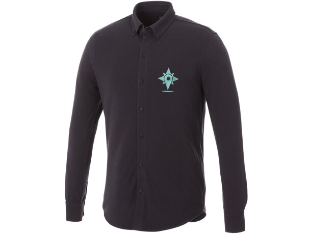 Camisa corporativa elastano 200 g/m2 Elevate Life Bigelow Gris tormenta detalle 16
