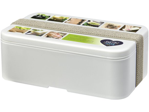 Fiambrera sostenible 700ml MIYO Renew de bioplástico Blanco marfil/gris piedra detalle 36