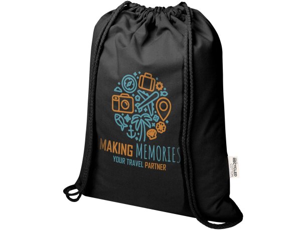 Bolsa con cuerdas Peru Blend de algodón reciclado GRS 5L Negro intenso detalle 5