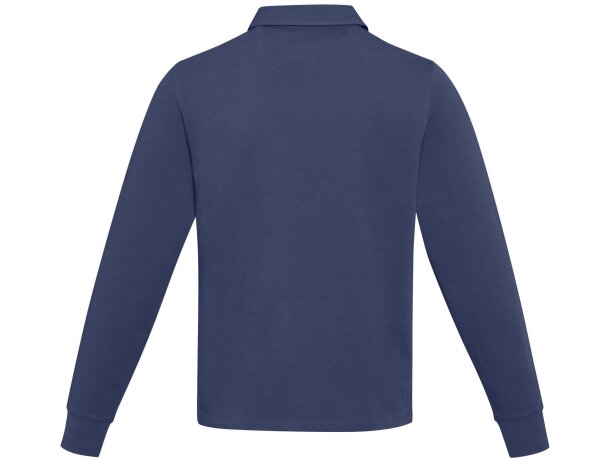 Sudadera polo rugby unisex Clyde algodón orgánico 280 g/m² Azul marino detalle 10