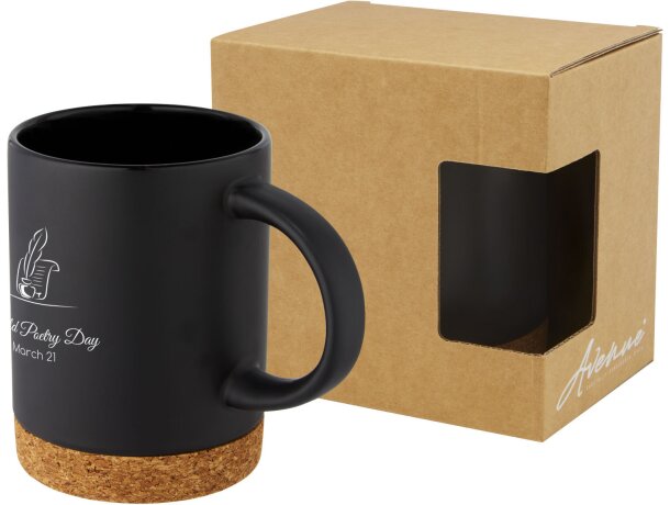 Taza de cerámica de 425 ml con base de corcho Neiva Negro intenso detalle 11