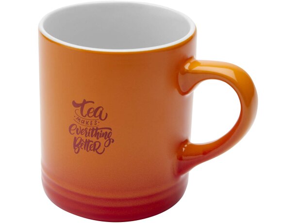 Taza cerámica Laguna 330ml con efecto degradado brillante Naranja detalle 7