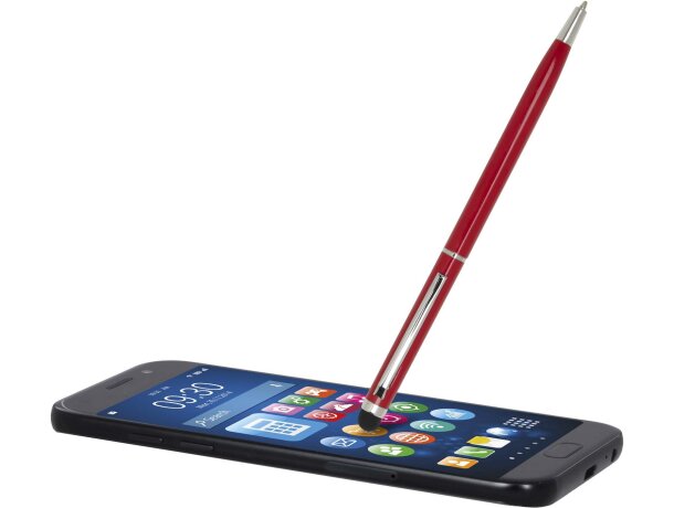 Bolígrafo aluminio con stylus táctil Ore tinta azul Rojo detalle 4