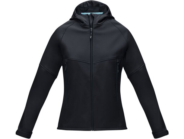 Chaqueta softshell reciclada Coltan para mujer con GRS Negro intenso detalle 14