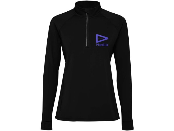 Sudadera técnica con media cremallera mujer Estambul Roly Negro intenso detalle 1