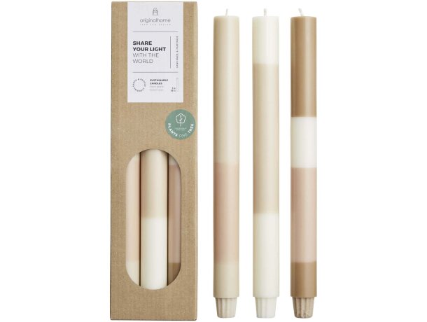 Velas de piedra caliza en capas Originalhome set de 3 Blanco roto detalle 2