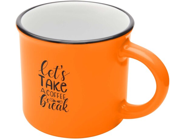 Taza cerámica Bari 240 ml diseño vintage acabado brillante Naranja detalle 16