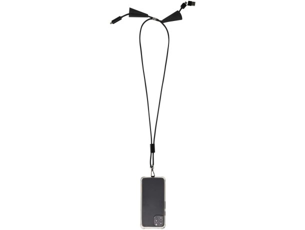 Lanyard de plástico reciclado para smartphone Funi Negro intenso detalle 4