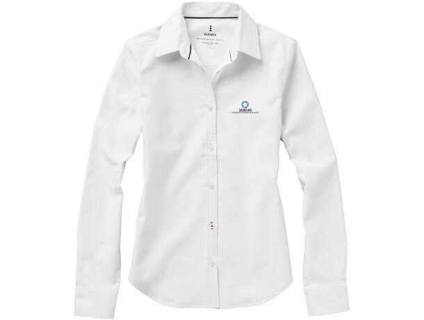 Camisa Oxford manga larga mujer Vaillant algodón 142 g/m² Blanco detalle 1