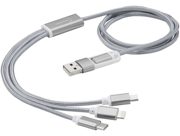 Cable de carga personalizado 100 cm con 5 conectores Versatile Plateado detalle 9