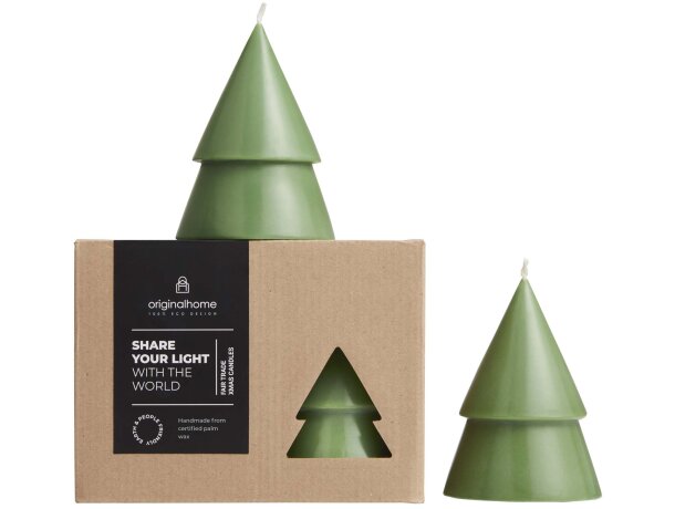 Set 2 velas árbol navidad cera palmiste comercio justo Beige detalle 6
