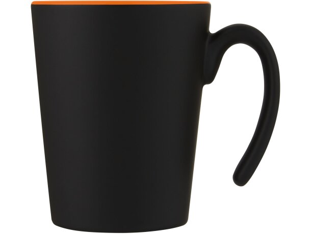 Taza de cerámica con asa Oli 360 ml personalizable Naranja/negro intenso detalle 11
