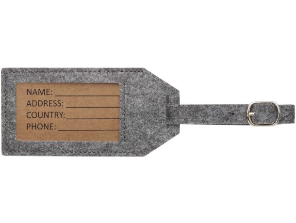 Identificador de equipaje Tie en fieltro RPET reciclado Gris detalle 2