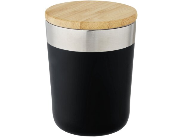 Vaso isotérmico Lagan con tapa bambú y aislamiento al vacío Negro intenso detalle 30