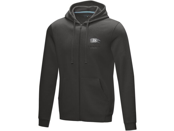 Sudadera con capucha y cremallera Ruby para hombre sostenible Gris tormenta detalle 21