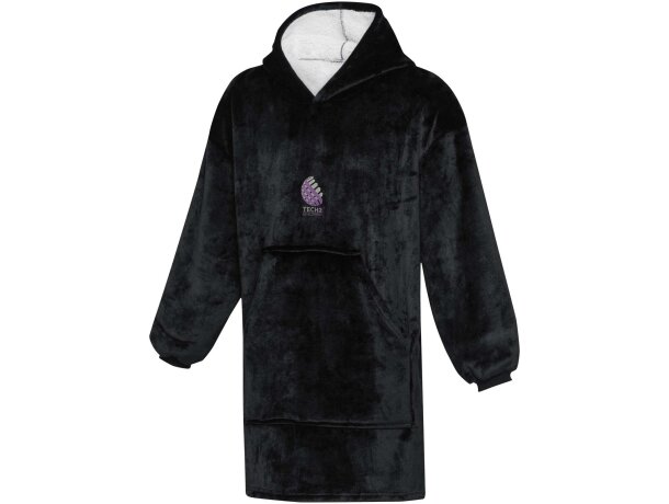 Manta con capucha Denali certificación GRS poliéster reciclado Negro intenso detalle 1