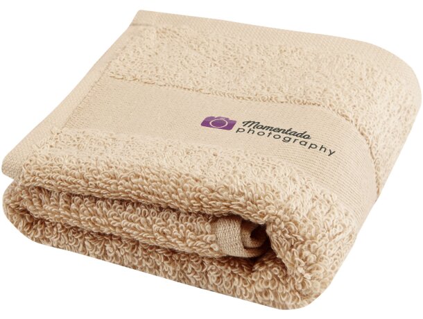 Toalla Sophia algodón orgánico 30 x 50 cm certificada OEKO-TEX Beige detalle 7