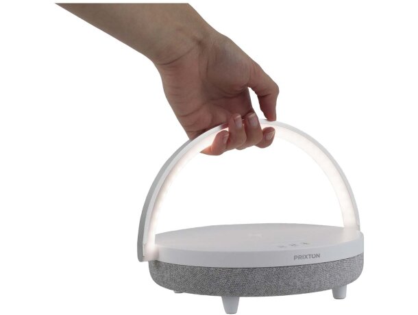Altavoz bluetooth 4 en 1 con carga inalámbrica Prixton Blanco detalle 4