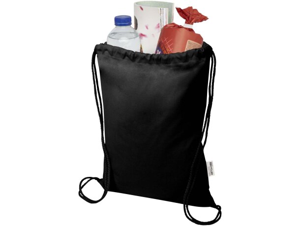 Bolsa con cuerdas Peru Blend de algodón reciclado GRS 5L Negro intenso detalle 8