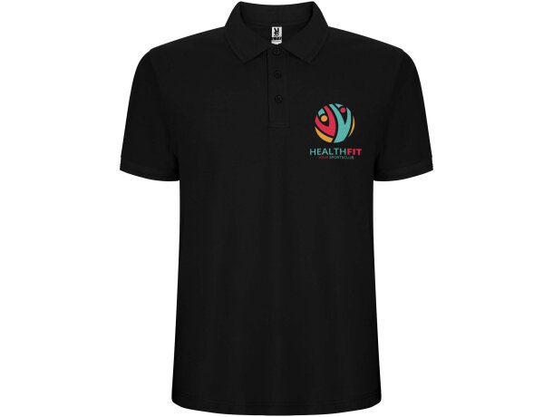 Polo manga corta hombre Pegaso Premium Roly punto piqué Negro intenso detalle 1