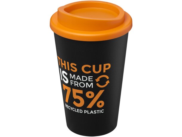 Vaso de plástico con tapa de rosca polipropileno reciclado 350ml Negro intenso/naranja detalle 7