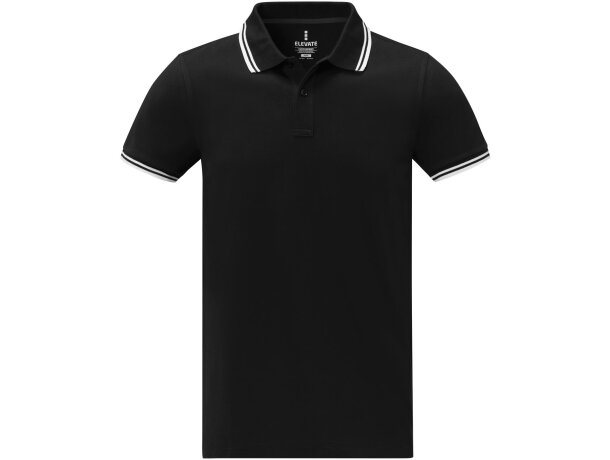 Polo de manga corta con ribete para hombre Amarago Negro intenso detalle 11