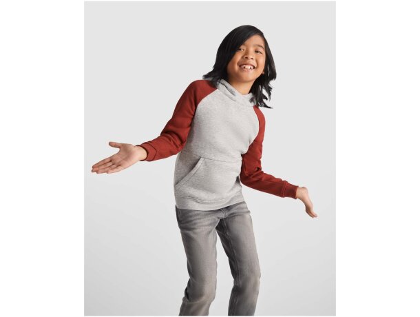 Sudadera con capucha bicolor infantil Roly Badet Gris mezcla/azul real detalle 14
