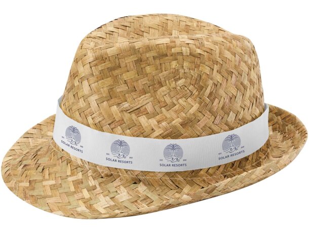 Sombrero de paja Pricus natural con banda personalizable Blanco/natural detalle 1