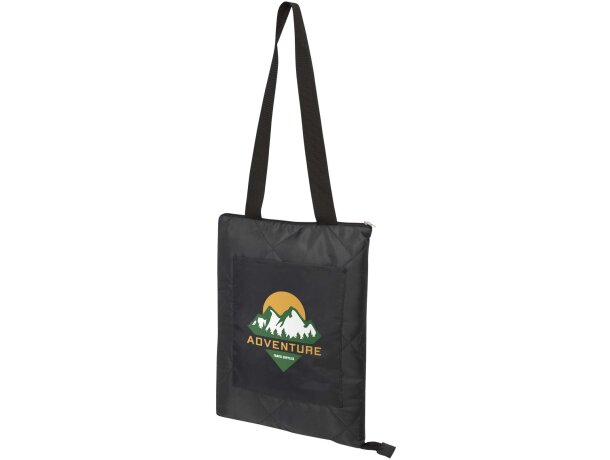 Manta de pícnic Clary poliéster reciclado certificado GRS Negro intenso detalle 4