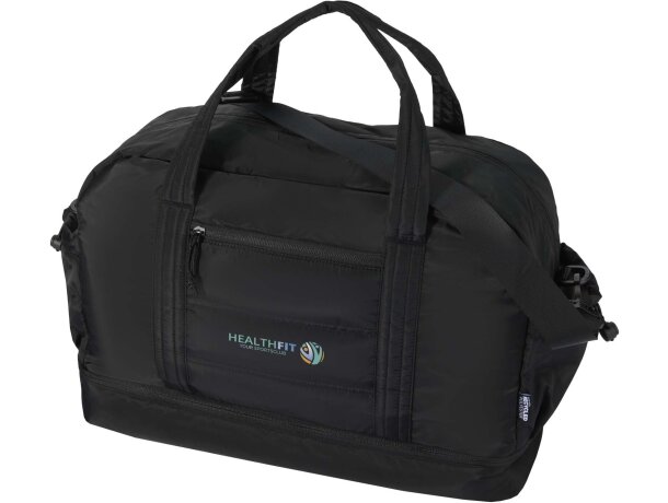 Bolsa de lona Puffer 30L con poliéster reciclado certificado GRS Negro intenso detalle 1