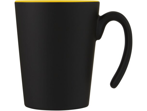 Taza de cerámica con asa Oli 360 ml personalizable Amarillo/negro intenso detalle 5