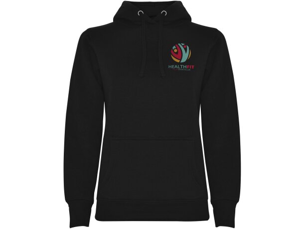 Sudadera con capucha para mujer Urban Roly Negro intenso detalle 1