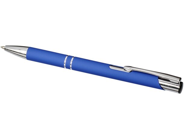 Bolígrafo con empuñadura de tacto suave Moneta Azul real detalle 1