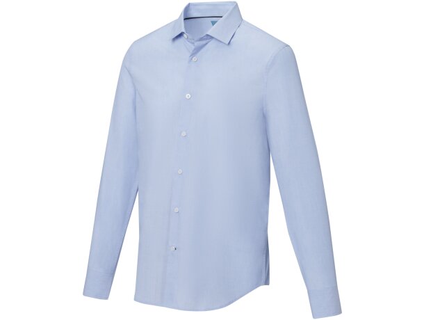 Camisa orgánica manga larga hombre Cuprite popelín algodón Negro intenso detalle 6
