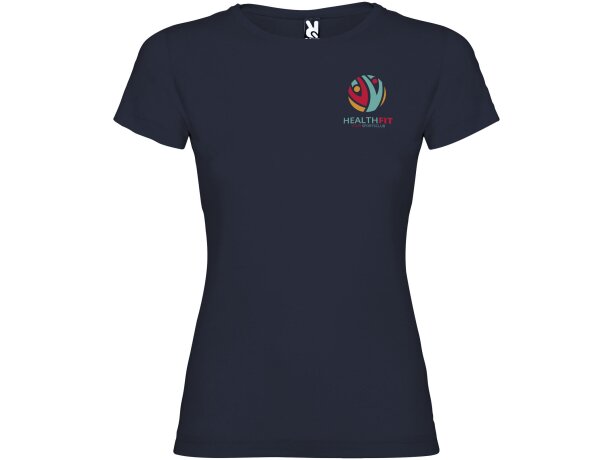 Camiseta mujer manga corta Jamaica Roly 100% algodón entallada Azul marino detalle 41