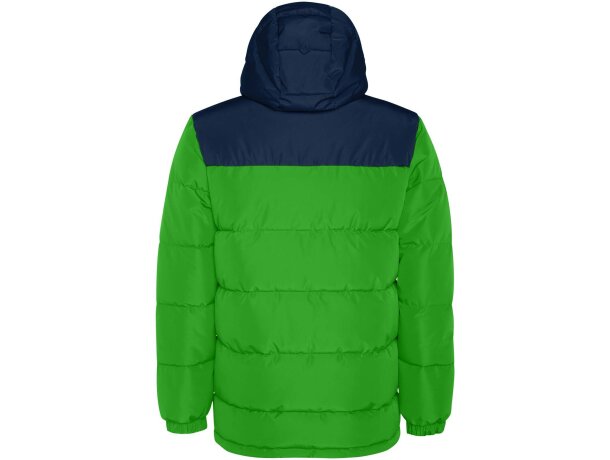 Chaqueta acolchada infantil Tallin Roly con capucha fija Verde helecho/azul marino detalle 8