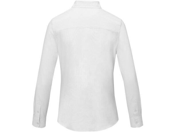 Camisa manga larga mujer Pollux Oxford entallada personalizable Blanco detalle 3